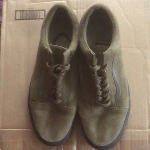 Suede Olive green Vans off the wall